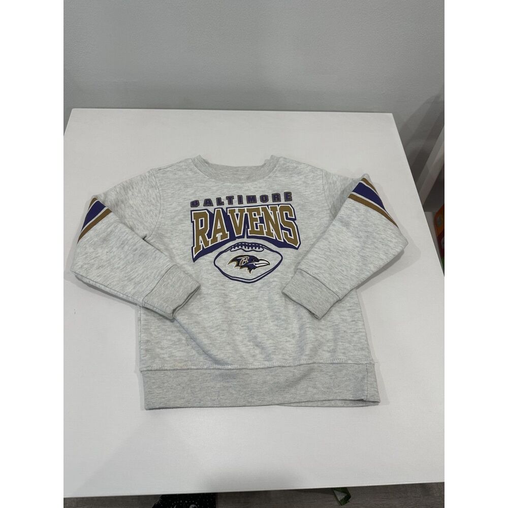 Baltimore Ravens Kids Size 7 NFL Team Apparel Crewneck Sweatshirt Gray